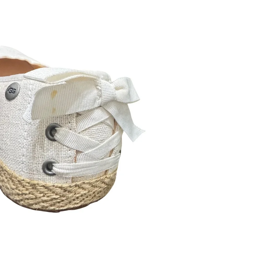 UGG Indah Espadrille Flats Womens 8 Cream Canvas Slip-On Jute Sole 1003493